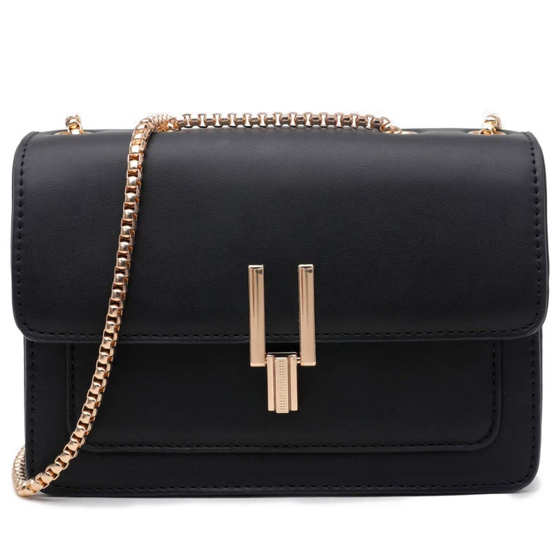 TOP BAND Crossbody Bags for Women Leather Cross Body Purses Cute Color-Block Designer Handbags Shoulder Bag Medium Size Black - Image 1